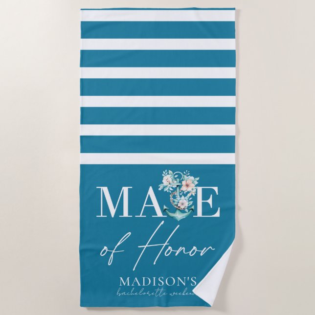 Cruise Bachelorette Weekend Mate of Honour Beach Towel (Front)