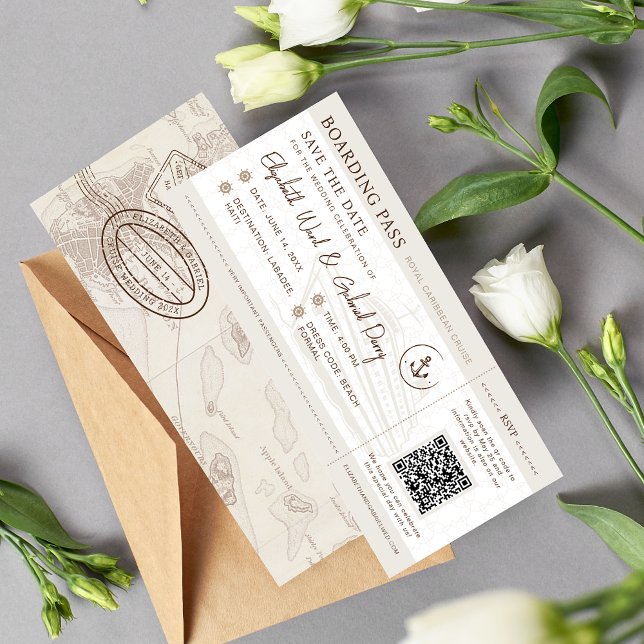 Cruise Boarding Pass Travel Wedding Invitation  (Creator Uploaded)