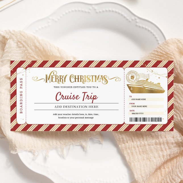 Cruise Christmas Boarding Pass Gift Ticket Invitation (Creator Uploaded)
