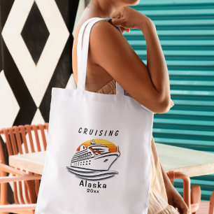 Cruise Family Alaska Sunset Personalize Tote Bag