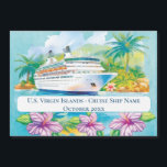 Cruise Islands Cabin Stateroom Door Marker Magnet<br><div class="desc">Create a wonderful keepsake magnet for your upcoming or past holiday vacation cruise. Elegant watercolor of a cruise ship cruising around beautiful tropical islands complete with swaying palm trees and hibiscus flowers. Use as cruise ship decor or cabin room finder. Add ship name,  destination,  date or your name.</div>