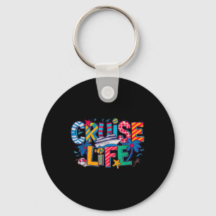 Cruise Life Colourful Ship, Vacation Boat Ocean Keychain