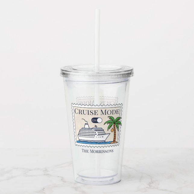 Cruise Mode On Personalized Acrylic Tumbler (Front)