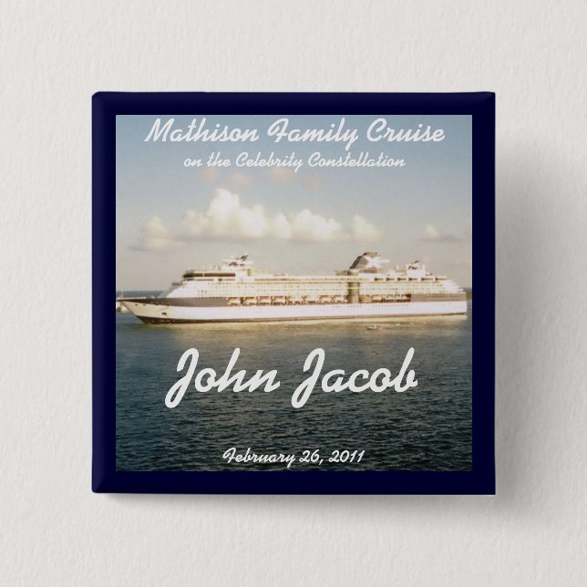 Cruise Name Badge - X Ship 2 Inch Square Button (Front)