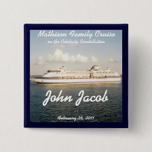 Cruise Name Badge - X Ship 2 Inch Square Button