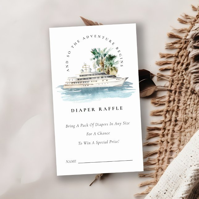 Cruise Palm Seascape Diaper Raffle Baby Shower Enclosure Card (Creator Uploaded)