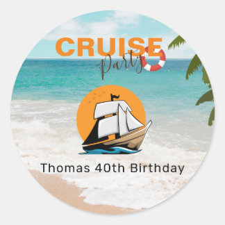 Cruise Party 40 Birthday Party Classic Round Sticker