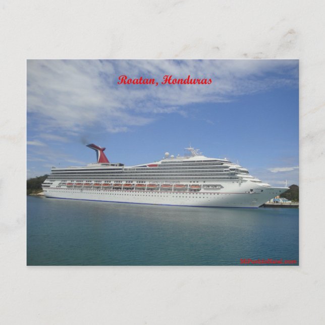 Cruise ship anchored in Roatan, Honduras Postcard (Front)