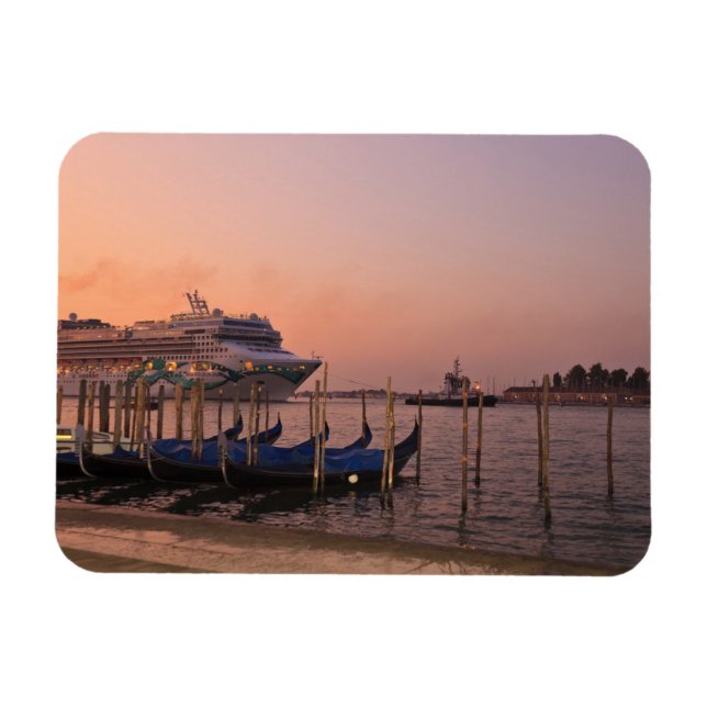 Cruise Ship and Gondolas near Grand Canal, Italy Magnet (Horizontal)