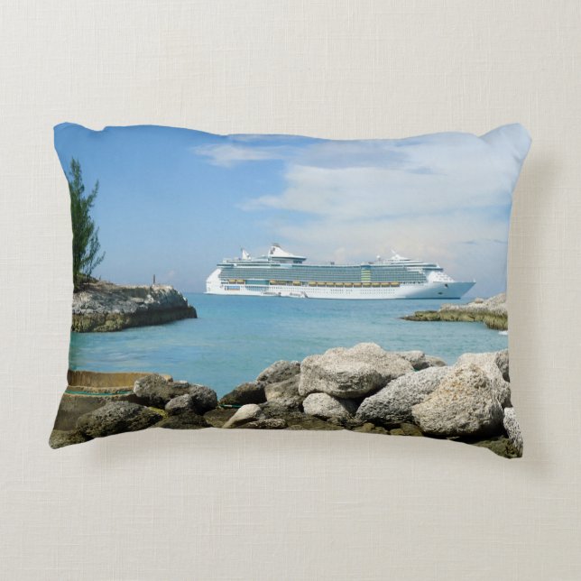 Cruise Ship at CocoCay Accent Pillow (Back)