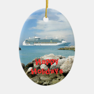 Cruise Ship at CocoCay Custom Ceramic Ornament