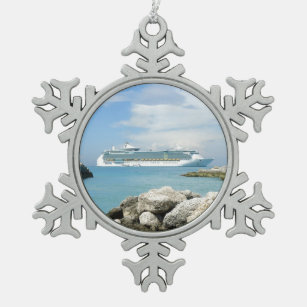 Cruise Ship at CocoCay Snowflake Pewter Christmas Ornament
