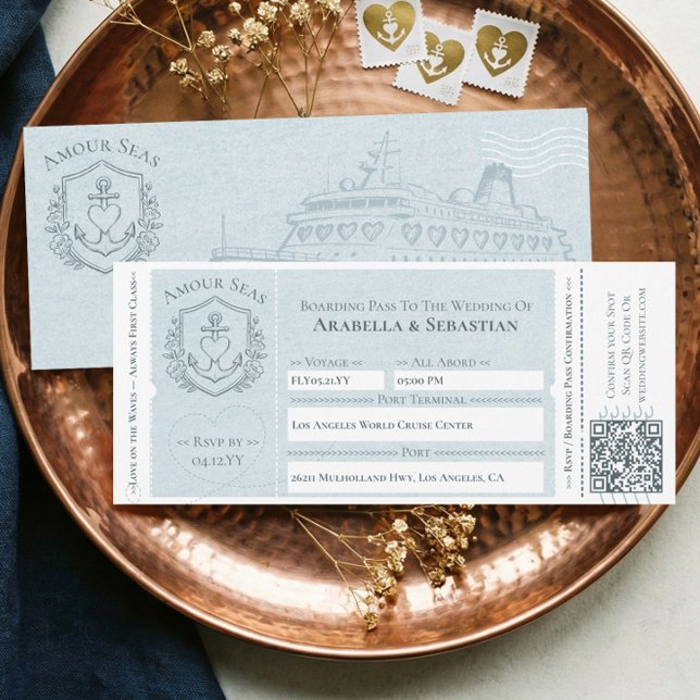 Cruise Ship Boarding ticket Destination Wedding Invitation (Cruise Ship Boarding ticket Destination Wedding Invitation)