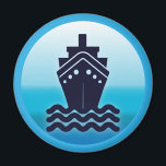 Cruise Ship Cabin Stateroom Door Marker Magnet<br><div class="desc">Simple and modern blue cruise ship icon helps you find your cabin stateroom. Attach this cruise ship stateroom door magnet to your metal door to help you locate your stateroom. Features a icon of a cruise ship sailing on the ocean.</div>