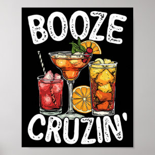 Cruise Ship Drinking Design Funny Booze Cruise Moo Poster
