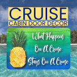Cruise Ship Funny Stateroom Cabin Door Sign Magnet<br><div class="desc">Beautiful cruise ship stateroom cabin door magnet for traveling around the world. Colorful watercolor design accented with a sunny yellow pineapple. Funny "What Happens On A Cruise Stays On A Cruise" handwritten typography text. Seas the Day and enjoy your favorite cruise to a tropical island or other part of this...</div>