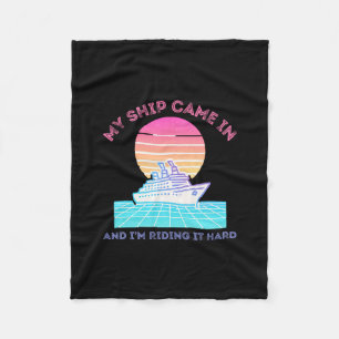 Cruise Ship Funny Vacation Travel Party Humor Beac Fleece Blanket
