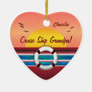 Cruise Ship Grandpa - Personalized Heart Ceramic Ornament
