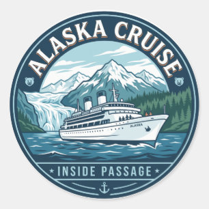 Cruise Ship in Alaska Classic Round Sticker