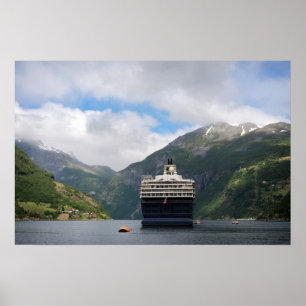 Cruise ship in Geirangerfjord poster