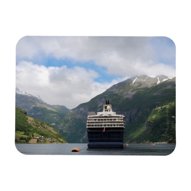 Cruise ship in Geirangerfjord rectangular magnet (Horizontal)