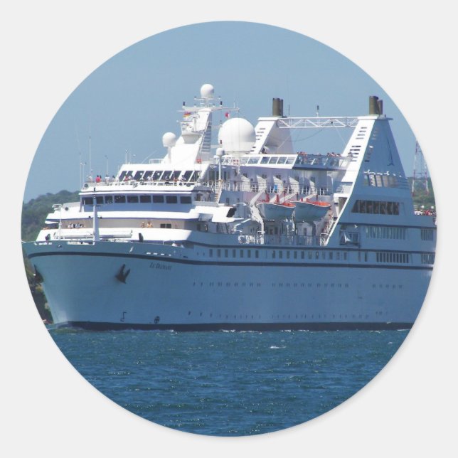 Cruise Ship Leaving Mahon Classic Round Sticker (Front)