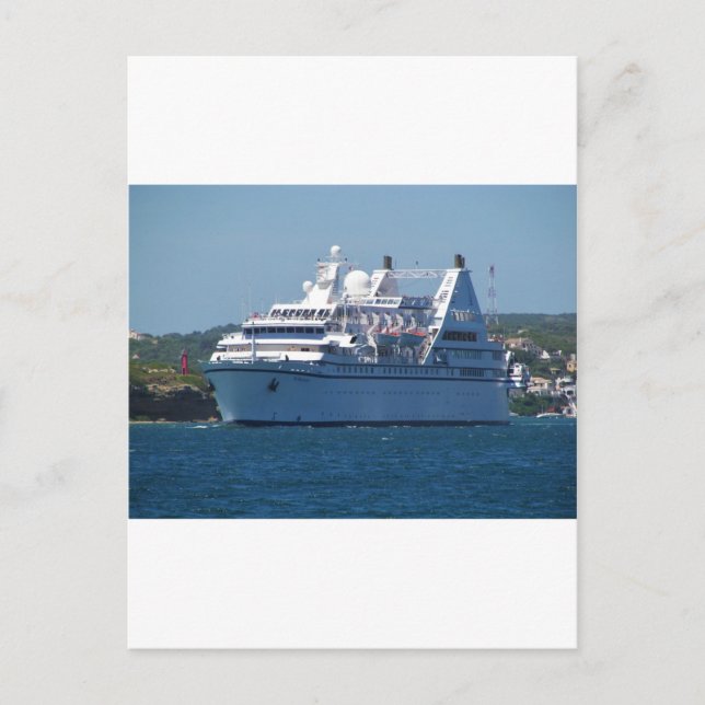 Cruise Ship Leaving Mahon Postcard (Front)
