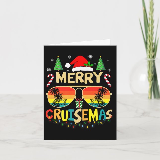Cruise Ship Merry Christmas Lights Cruising Vacati Card (Front)