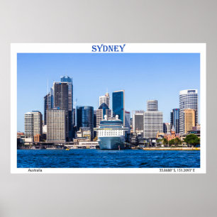 Cruise ship moored in Sydney Harbour Poster
