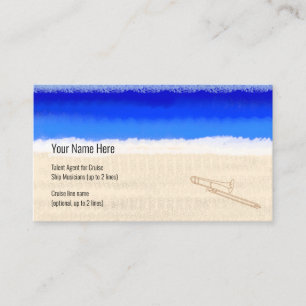Cruise Ship Musician Trombone on Beach Business Card
