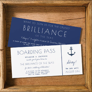 Cruise Ship Nautical Boarding Pass Wedding Invitation