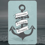Cruise Ship Nautical Monogram Stateroom Door Magnet<br><div class="desc">Beautiful cruise ship stateroom cabin door magnet for travelling around the world. Nautical theme with a ship anchor. Personalize with names or other text message. Cruise ship door magnet is so handy to have. Simply attach to your metal cabin door. Easy way to identify which is your cruise ship room....</div>