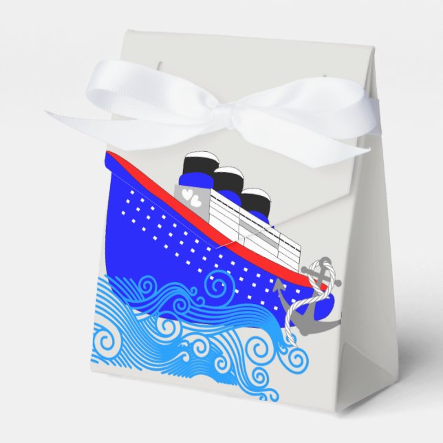 Cruise Ship Nautical Personalized Favor Box (Front Side)