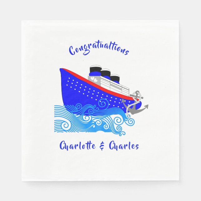 Cruise Ship Nautical Personalized Napkin (Front)