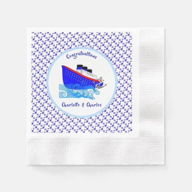 Cruise Ship Nautical Personalized Napkin (Front)