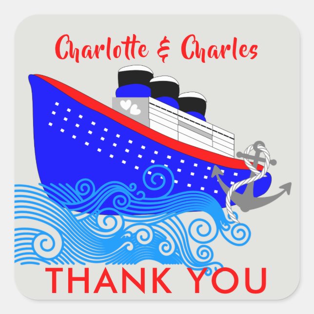 Cruise Ship Nautical Personalized Square Sticker (Front)