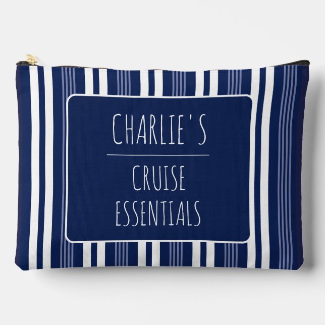 Cruise Ship Nautical Striped Zipper Pouch (Front)