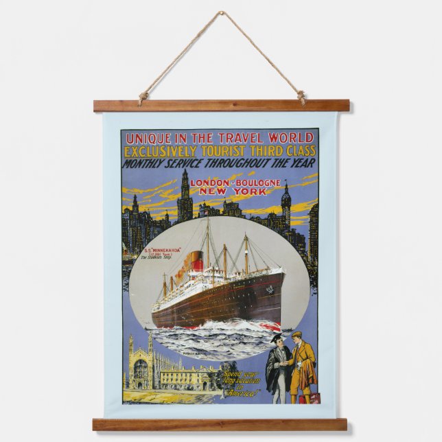 Cruise Ship, New York Skyline & A London Street Hanging Tapestry (Front)