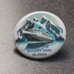 Cruise Ship Ocean  Alaska mountain  3 Inch Round Button<br><div class="desc">This design may be personalized in the area provided by changing the photo and/or text. Or it can be customized by clicking Personalize this Template and then choosing the click to customize further option and delete or change the colour of the background, add text, change the text colour or style,...</div>
