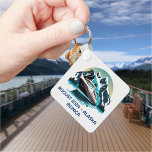 Cruise Ship Ocean  Alaska mountain  Keychain<br><div class="desc">This design may be personalized in the area provided by changing the photo and/or text. Or it can be customized by clicking Personalize this Template and then choosing the click to customize further option and delete or change the colour of the background, add text, change the text colour or style,...</div>