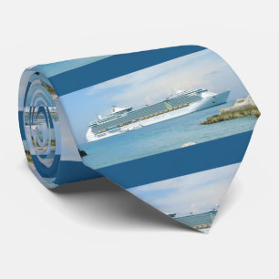 Cruise Ship Off CocoCay Stripe Tie