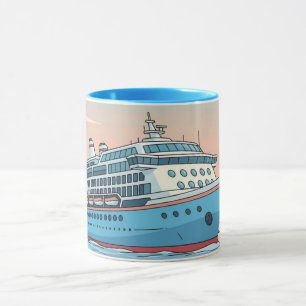 Cruise ship on ocean mug