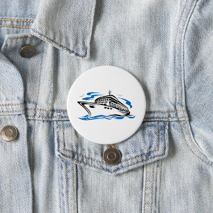 Cruise Ship on Ocean Waves Nautical Travel 3 Inch Round Button