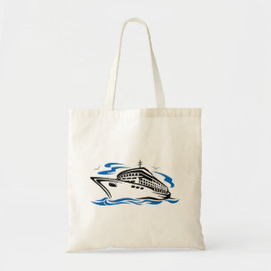 Cruise Ship on Ocean Waves Nautical Travel Tote Bag