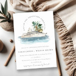 Cruise Ship Palm Seascape Any Year Anniversary Invitation<br><div class="desc">Dusky Cruise Ship Palm Seascape Theme Collection.- it's an elegant script watercolor Illustration of watercolor cruise ship with palm and greenery, perfect for your coastal beachy cruise wedding & parties. It’s very easy to customize, with your personal details. If you need any other matching product or customization, kindly message via...</div>