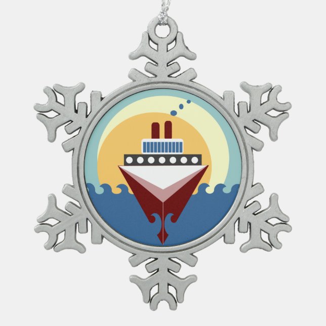 Cruise Ship Pewter Snowflake Ornament (Front)