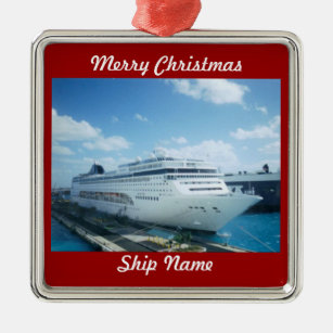 Cruise Ship Photo L1 Customizable Metal Ornament