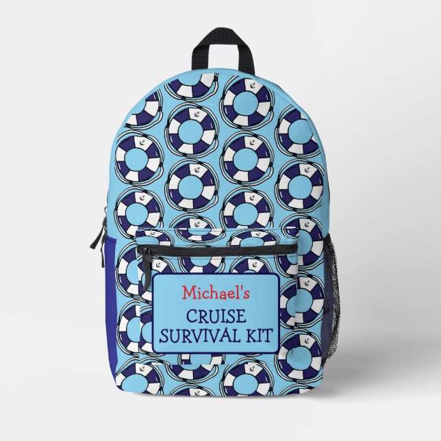 Cruise Ship Survival Kit Funny Cruising Printed Backpack (Front)