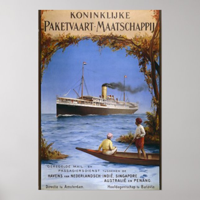 Cruise Ship Travel Vintage Framed Art Poster Print (Front)