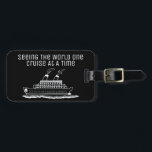 Cruise Ship Traveler Funny Simple Black White Luggage Tag<br><div class="desc">Attach this modern and simple luggage tag to your travel bags and board your destination cruise. Help identify your bags with this white hand drawn cruise ship design. Black background color and text can be changed to fit your own style. Perfect for first time cruisers to cruise professionals. Enjoy your...</div>